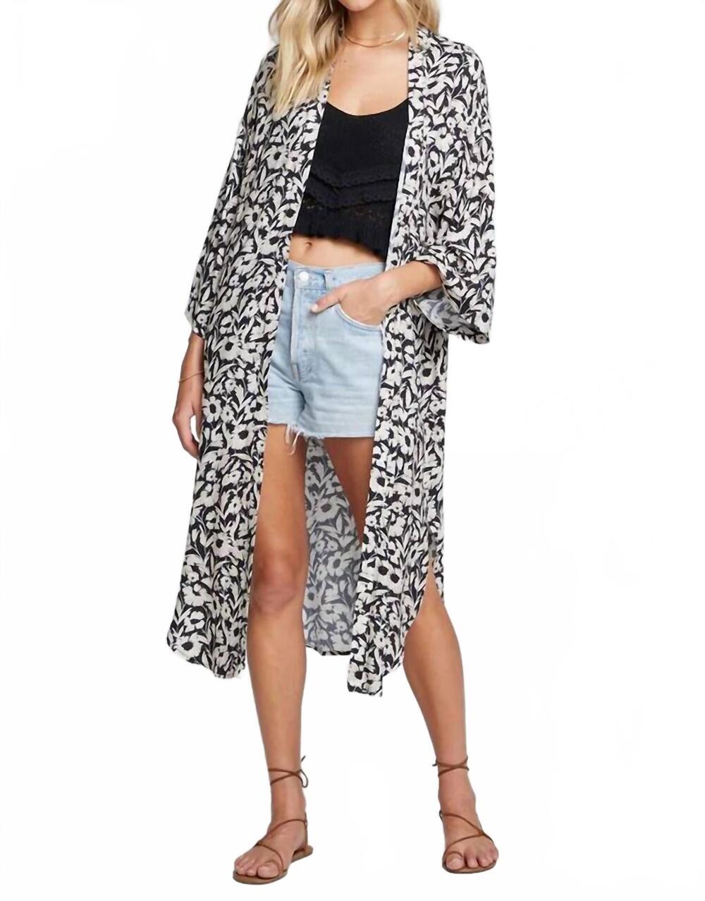 NEW SALTWATER LUXE banks kimono in black & white florals